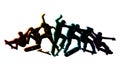 Skate people silhouettes skateboarders colorful vector illustration background extreme active